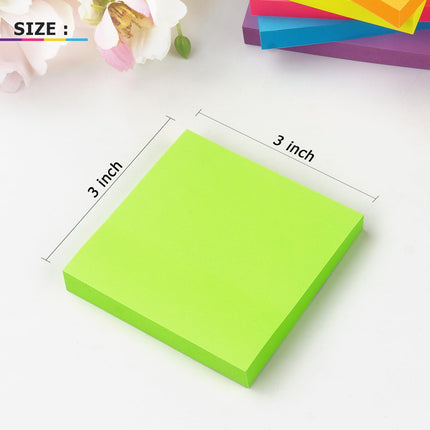 3x3 Inch Sticky Notes – 6 Pack, 100 Sheets Each, Bright Colors, 600 Total