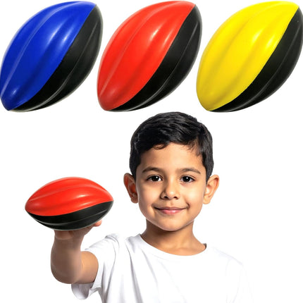 3-Pack 5" Mini Foam Footballs for Kids, Soft Easy-Grip Balls, Red Yellow Blue