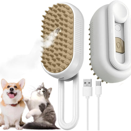 Rechargeable Cat & Dog Steam Brush – Skin-Friendly Deshedding Grooming Tool