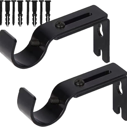2 Pack Curtain Rod Brackets Adjustable Wall Mount Holders for 1 Inch Rod
