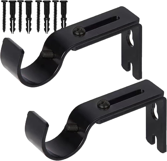 2 Pack Curtain Rod Brackets Adjustable Wall Mount Holders for 1 Inch Rod