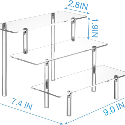 3 Tier Acrylic Display Risers Clear Shelf Stand for Perfume Cupcakes Figures