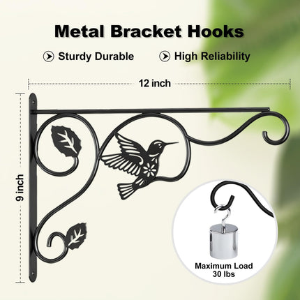 2-Pack 12" Plant Hooks – Black Metal Hangers for Indoor & Outdoor Use