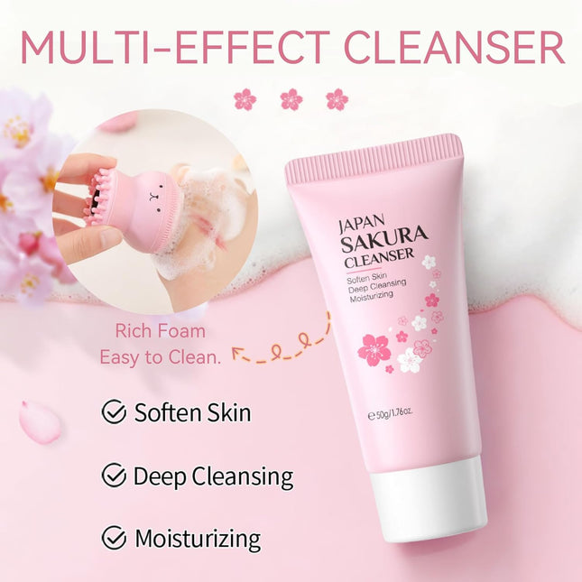 Sakura Skincare Set for Teen Girls – 5-Pc Hydrating Travel Facial Kit