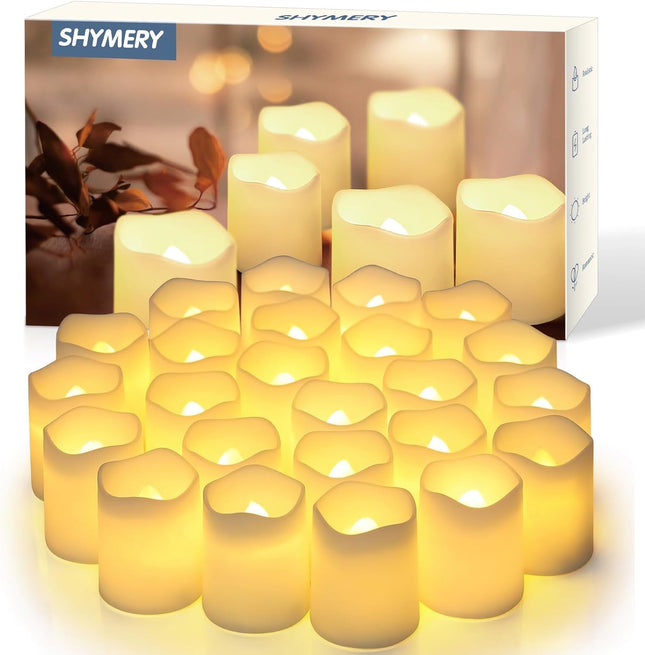 24 Pack Flameless Votive Candles – Battery Operated LED Tea Lights, Warm White