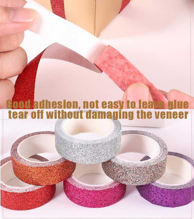 12 Rolls Glitter Washi Tape Set, 15mm Decorative Masking Tape for Crafts and Scrapbooking