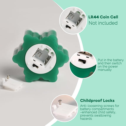 2 PCS Snowflake Flameless Tealights Green White LED Battery Operated with Remote