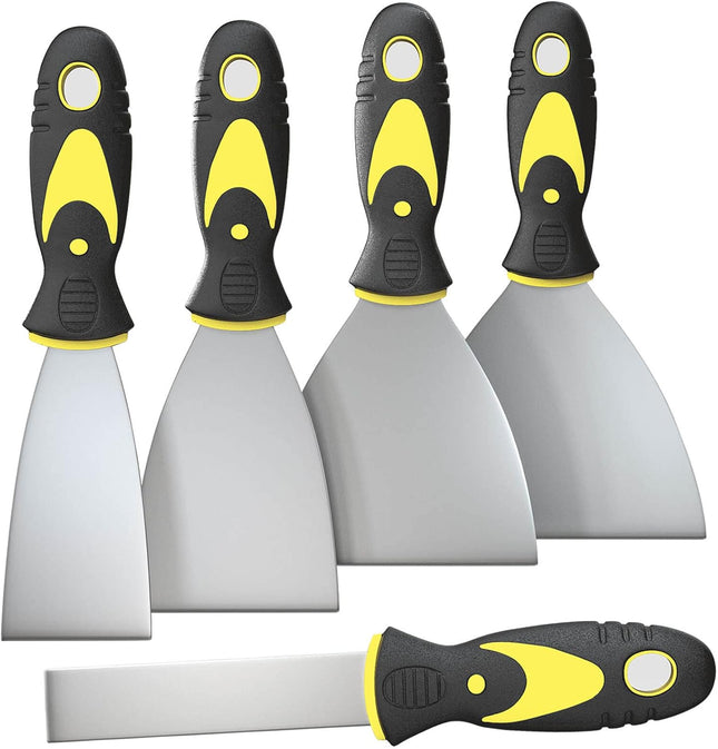 5-Pcs Putty Knife Set – 1"-5" Scrapers for Drywall, Wallpaper & Plaster