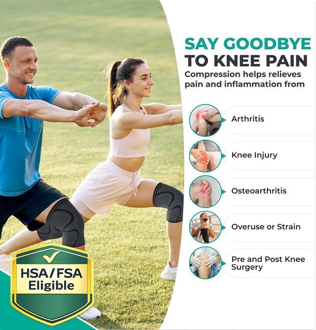 Knee Compression Sleeves for Men Women, ACL Meniscus and Arthritis Relief