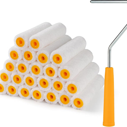 24 Paint Roller Covers – 4 Inch, 6mm Microfiber for Painting Walls, Cabinets & Trim