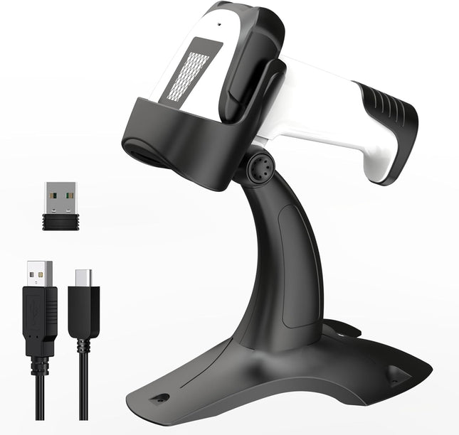 3-in-1 Wireless Barcode Scanner – Bluetooth, 2.4GHz & USB, 1800mAh for POS & Warehouse