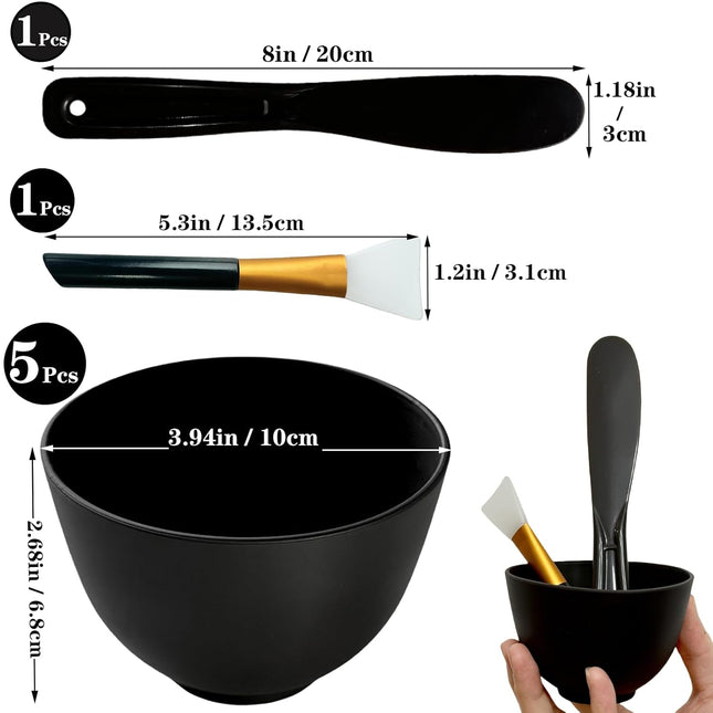 7Pcs Silicone Mixing Bowls – Black Bowls for Facials, DIY Masks, Spa & Salon Use
