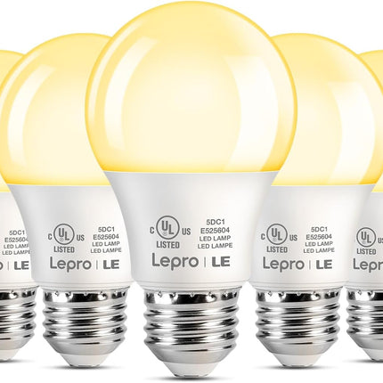 5 Pack A19 E26 LED Light Bulbs, 9W 60W Equivalent, 800 Lumens, 2700K Soft White