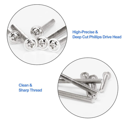 100-Pack Cabinet Screws M4 25-50mm – Metal Phillips for Handles & Drawers