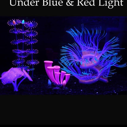 4 Pcs Glowing Silicone Aquarium Decorations Coral Reef Plants with Suction Cup Bases