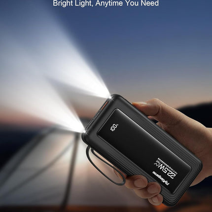 10000mAh USB C Portable Charger Battery Pack with LED Display and Cables