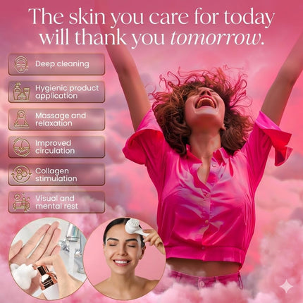 Cute Pink Skincare Tools Set for Teens, Face Washing & Cleansing Kit, Self-Care Gift