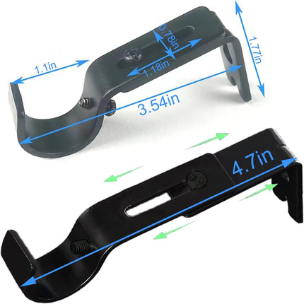 2 Pack Curtain Rod Brackets Adjustable Wall Mount Holders for 1 Inch Rod