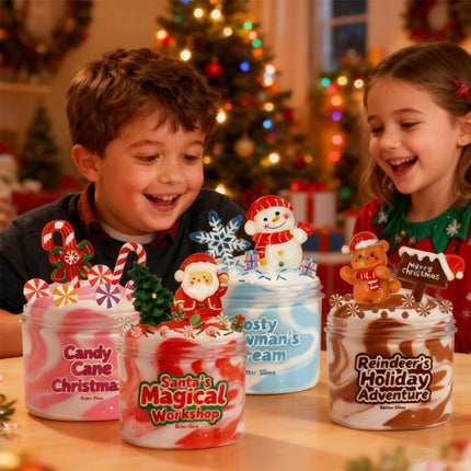 4PCS Holiday Slime Kit – Stocking Stuffers & Classroom Rewards for Kids