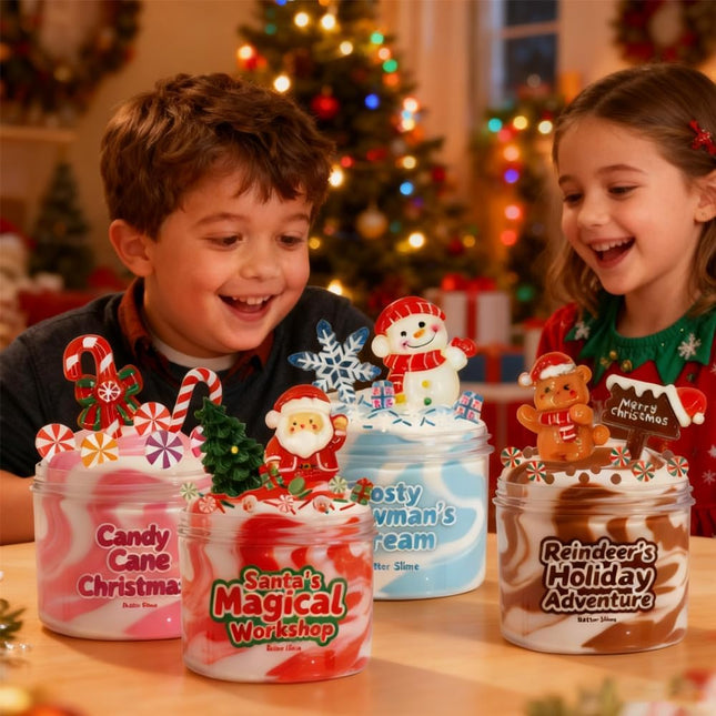 4PCS Holiday Slime Kit – Stocking Stuffers & Classroom Rewards for Kids