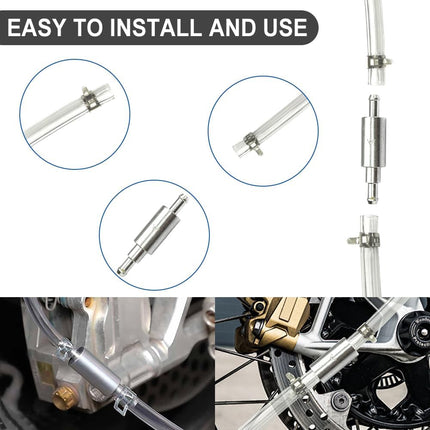 2PCS Brake Bleeder Hose with One-Way Check Valve, Motorcycle Clutch Brake Bleeding Tool
