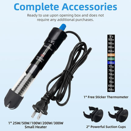 50W Aquarium Heater Adjustable Submersible Fish Tank Thermostat Freshwater and Saltwater