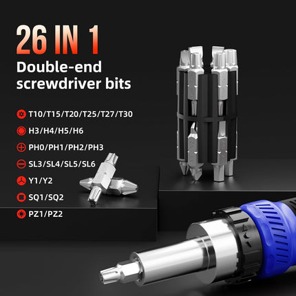 26in1 Ratcheting Screwdriver Set with CRV Bits for Home Bike Computer Repair