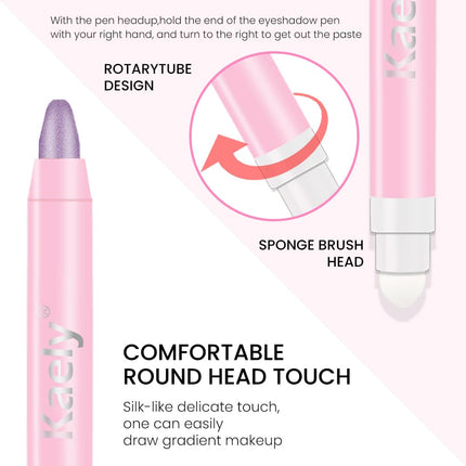 6Pcs Waterproof Cream Eyeshadow Sticks, Shimmer Eye Makeup Set, Pigmented & Long-Lasting