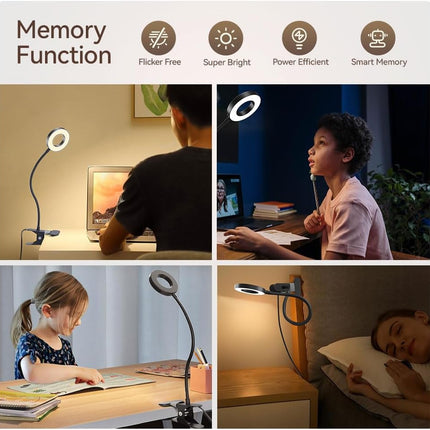 LED Desk Lamp Clip-On – 3 Color Modes, 10 Brightness Levels, 360° Adjustable