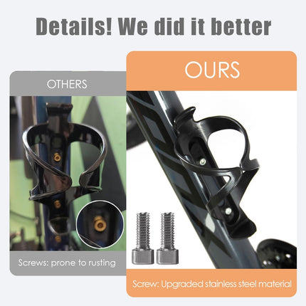 2-Pack Bike Water Bottle Holders, Ultra-Light Cages with Stainless Steel Screws, Black