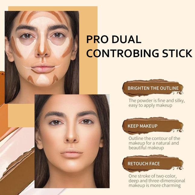 4-Color Cream Contour & Highlight Stick Kit, Face Primer Corrector, Concealer Makeup