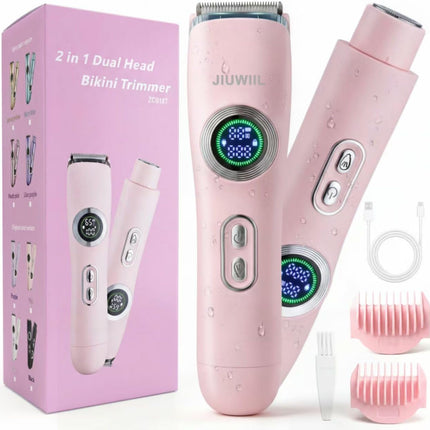 2-in-1 Bikini Trimmer for Women, IPX7 Waterproof Wet & Dry Electric Shaver for Body Hair