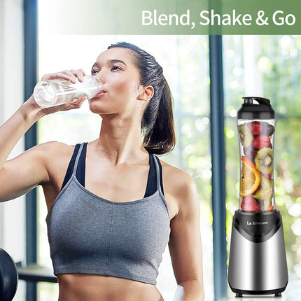300W Personal Smoothie Blender with 18oz BPA-Free Travel Bottle, Silver