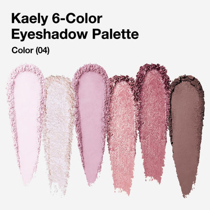 6 Color Rose Pink Eyeshadow Palette, Mauve Plum Matte Shimmer, Highly Pigmented