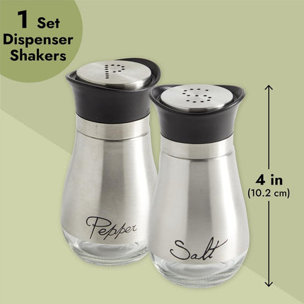 Modern Stainless Steel Salt & Pepper Shakers – Glass Bottom, Kitchen Decor