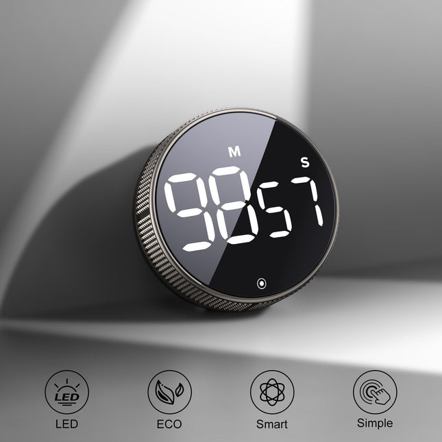 Kitchen Timer with LED Display – Adjustable Volume & Brightness for Home & Office (Guncolor)