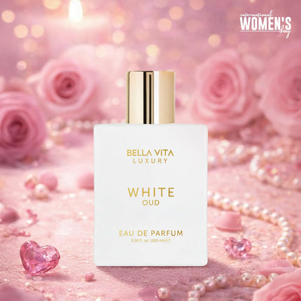 BellaVita Luxury White Oud Unisex Eau de Parfum 100ml Citrus Amber Musk Perfume