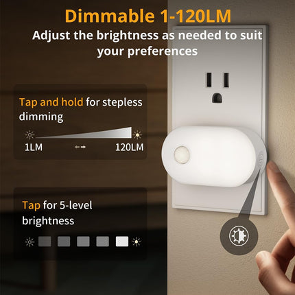 2-Pack Motion Sensor Night Lights – 120LM LED, Adjustable Brightness for Home