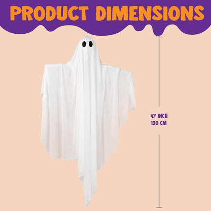 47in Light-Up Hanging Ghost with Purple LED, Timer, Waterproof Indoor Outdoor Decor