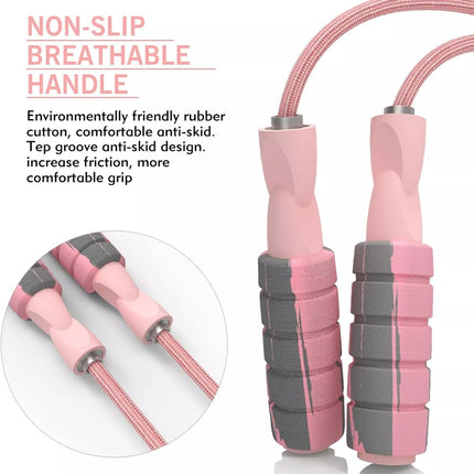 Pink Weighted Jump Rope for Women & Children – Adjustable Skipping Rope for Exercise
