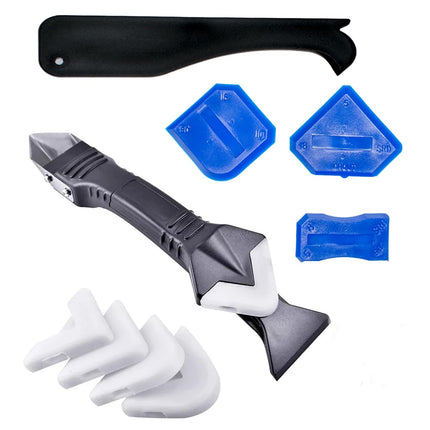 3-in-1 Sealant Tool – Stainless Head, Grout Scraper, 5 Replaceable Pads