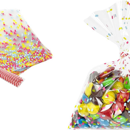 50PCS 4x6" Sprinkle Print Twist Ties – Cellophane Treat & Gift Bags