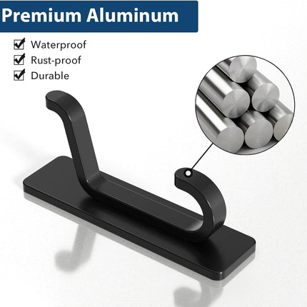4 Pack Black Adhesive Wall Hooks for Coats Towels and Door Hanging