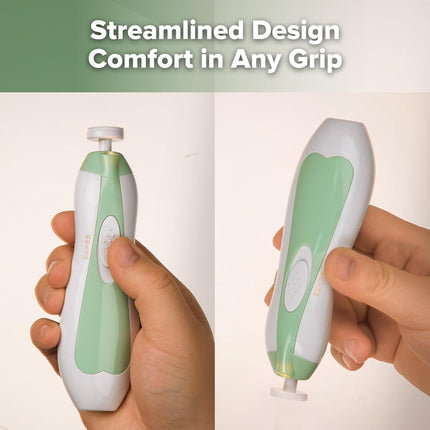Electric Baby Nail File with LED Light, 6 Heads, Quiet Motor & Storage Case