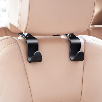 4 Pack Car Back Seat Headrest Hooks – Hangers for Purse, Grocery Bags, Hats