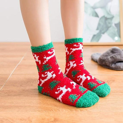 Cute Christmas Fuzzy Socks Women & Girls Cozy Fluffy Winter Warm Slippers Holiday Gifts