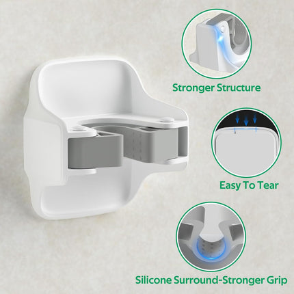 3-Pack Broom Holder – Wall Mount Mop & Dustpan Organizer, White, No Drilling