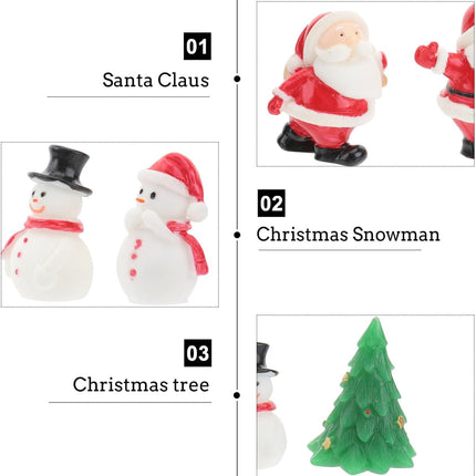 8PCS Mini Christmas Ornaments – Santa, Snowman & Reindeer Resin Figurines