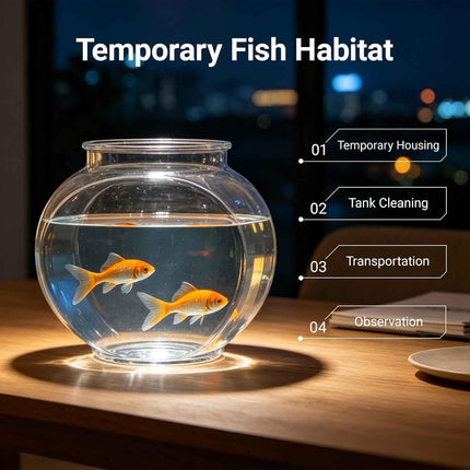 1-Gallon Oval Plastic Fish Bowl, Temporary Betta Tank for Shrimp, Fry and Snails