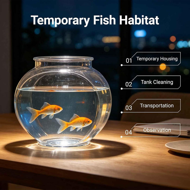 1-Gallon Oval Plastic Fish Bowl, Temporary Betta Tank for Shrimp, Fry and Snails